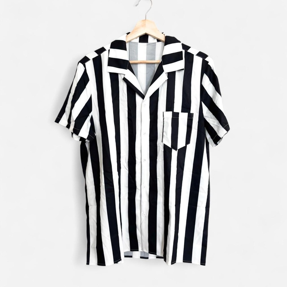 Black and White Striped Men's Shirt